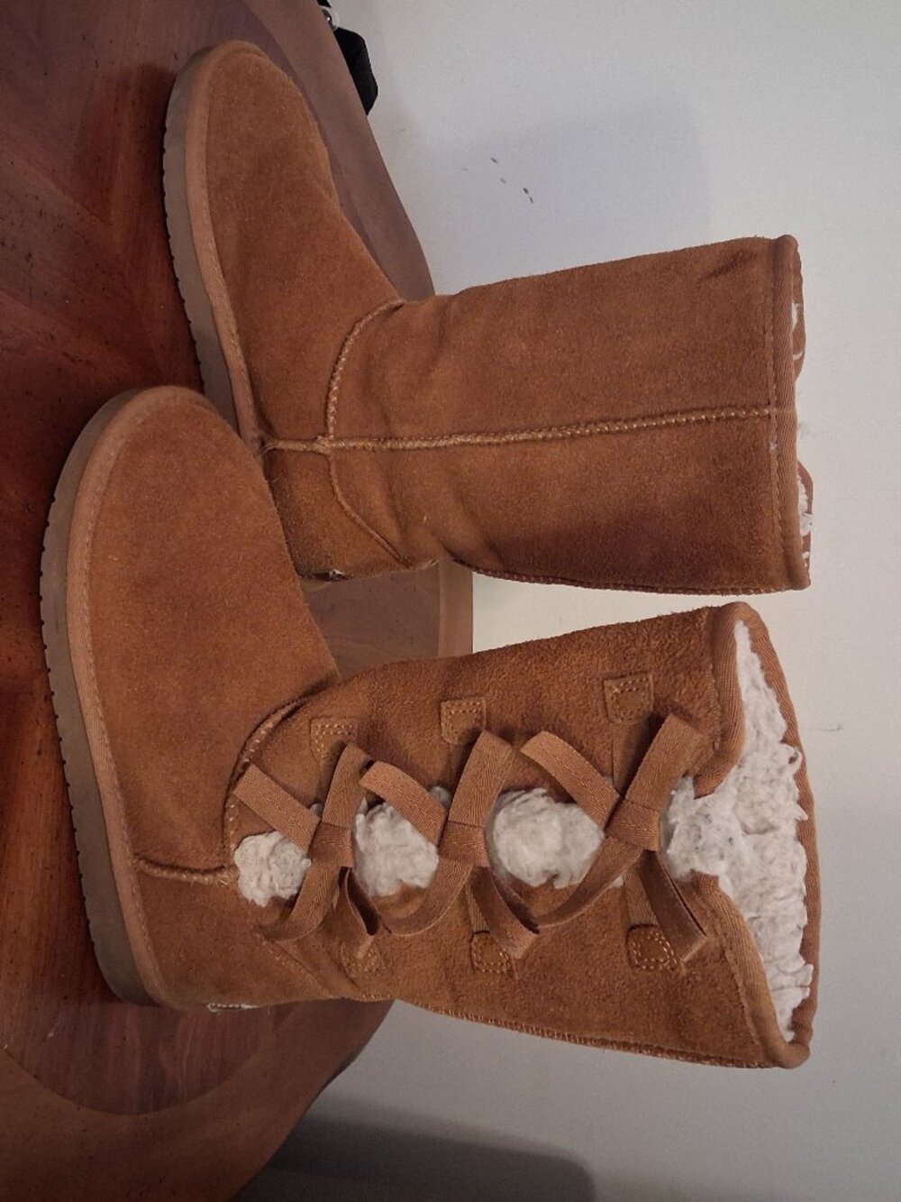 Koolaburra by Ugg Boots Chestnut Suede Tall w/Bows Size 3 Kids